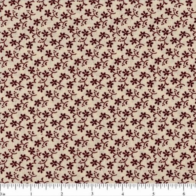 CreamBurgundy Remember When Floral Fabric