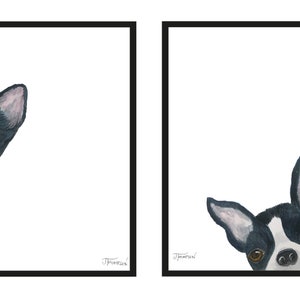 Peek-a-Boo Dog and Cat PAIR, Giclee prints from original watercolor paintings, Nursery Art, Kid&#39;s Room Art, Cute Fun Animal Art