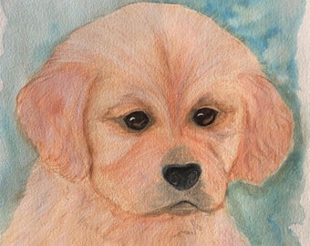 GOLDEN RETRIEVER ART Puppy, Original Watercolor Art -or- Giclee Art Print, Gift for Golden Retriever Lover