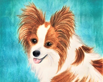 PAPILLON SMILE Giclee Print from Original Watercolor Painting, Gift for Papillon Lover