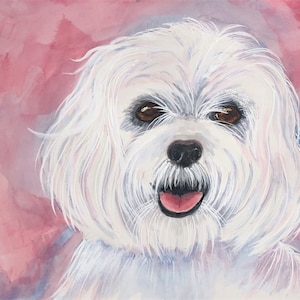 MALTESE DOG ART, Original Watercolor Painting -or- Giclee Print