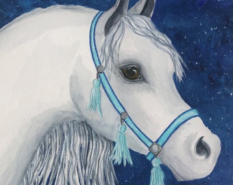 ARABIAN HORSE ART, Watercolor Giclee Art Print, "Sultana's Gift", Equine Art, Gift for Arabian Horse Lover