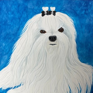 MALTESE DOG ART, Original Watercolor Painting -or- Giclee Print, Gift for Maltese Lover