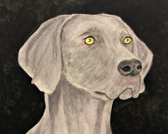 WEIMARANER Art, Original Watercolor Painting OR Archival Giclee Print, Gift for Weimaraner Lover