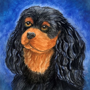 CAVALIER King Charles Spaniel Art ORIGINAL Pintura em aquarela OU Impressão giclée, presente para amante de Cavalier