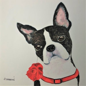 BOSTON TERRIER ART, Giclee Print from Original Watercolor Painting, Gift for Boston Lover