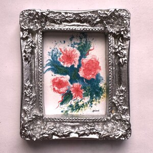 DOLLHOUSE ART 1:12 Scale,  &quot;Blossoms&quot; Framed Dollhouse Picture, Dollhouse Framed Watercolor Art Print