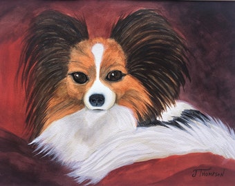 PAPILLON ART Giclee Print from my Original Watercolor painting. Butterfly dog, Gift for Papillon Lover