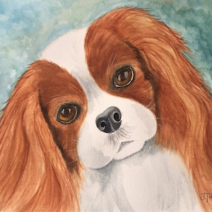 Cavalier King Charles Spaniel Art Pintura em aquarela ORIGINAL OU Impressão giclée, presente para amante de Cavalier