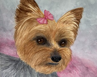YORKIE, YORKSHIRE TERRIER Konst, Giclée-tryck av original akvarellmålning, present till Yorkshire terrier-älskare