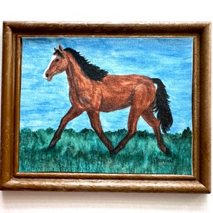 HORSE DOLLHOUSE ART, Bay Horse, 1:12 Scale,  Framed Dollhouse Picture, for horse lover&#39;s dollhouse