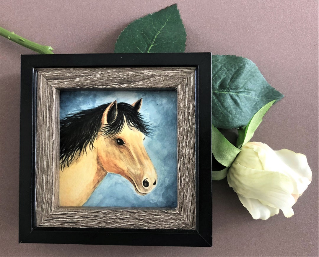 BUCKSKIN HORSE Framed Miniature Art Print, Tiny Art, Miniature Painting ...
