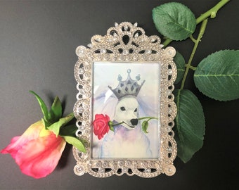 POODLE QUEEN Framed Miniature Art Print, Miniature Painting, Tiny Art, Poodle Lover Gift, Miniature Collector