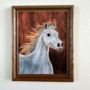 MODERN DOLLHOUSE ART, Arabian Horse,  1:12 Scale,  Framed Modern Dollhouse Picture