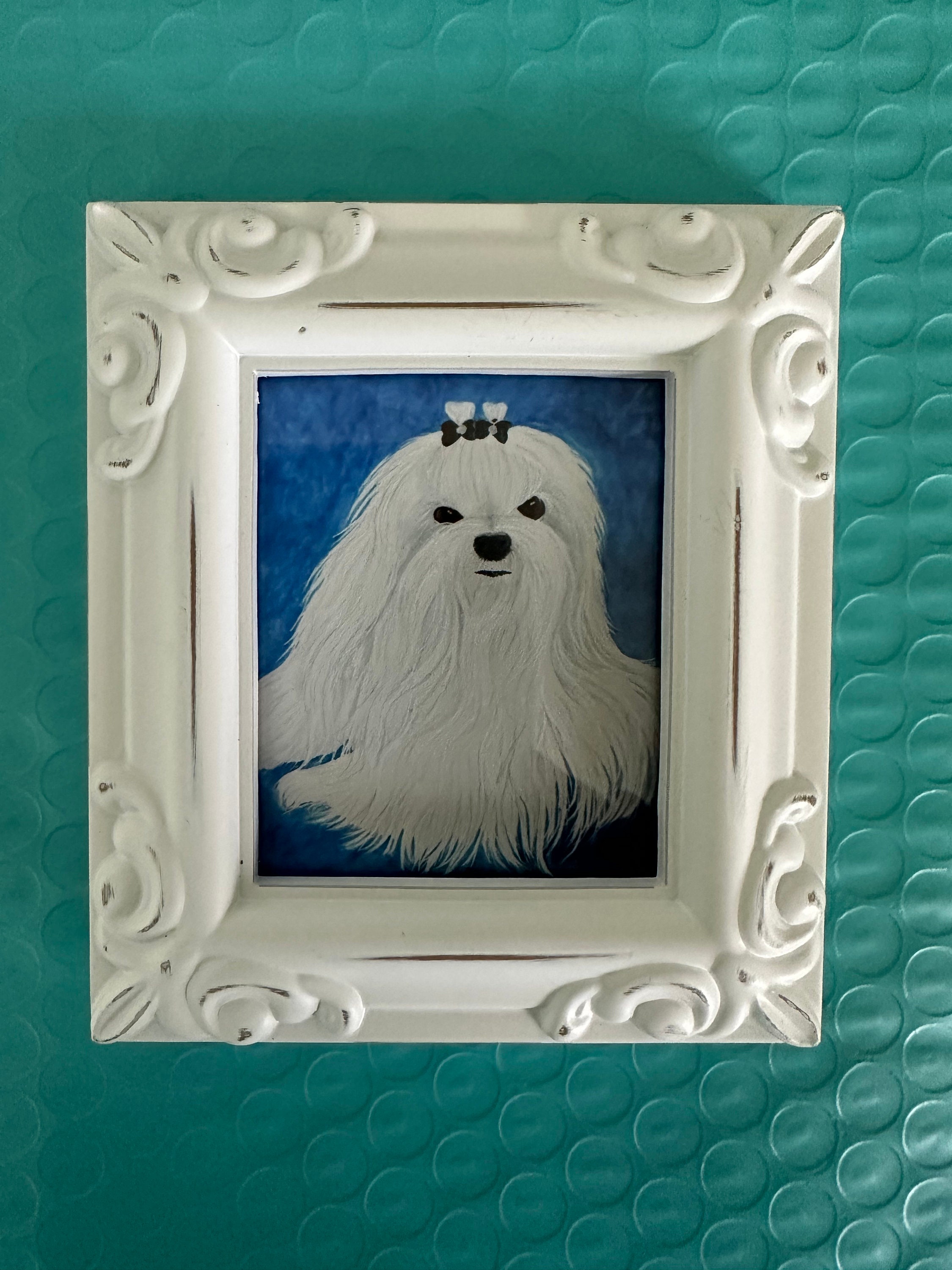 MALTESE DOG ART Framed Miniature Art Print Tiny Art Etsy
