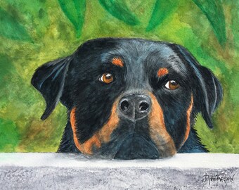 ROTTWEILER ART, Original Watercolor Paining -or- Giclée Art Print, Gift for Rottie Rottweiler Lover