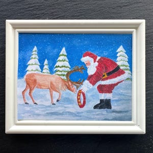 CHRISTMAS DOLLHOUSE ART 1:12 Scale,  &quot;Getting Ready for the Big Night&quot;  Framed Dollhouse Picture, Framed Dollhouse  Art Print