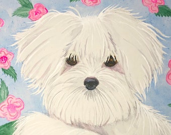 MALTESE ART PRINT, Giclee Print from Original Watercolor Painting, Maltese Dog, Gift for Maltese Lover
