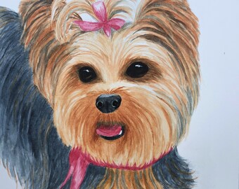 YORKIE, YORKSHIRE TERRIER Konst, Giclée-tryck av original akvarellmålning, present till Yorkshire terrier-älskare