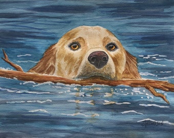 LABRADOR RETRIEVER ART, Original Watercolor Art -or- Giclee Art Print, Yellow Lab, Gift for Lab Lover