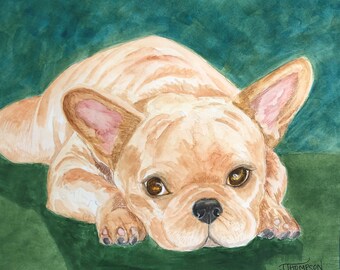 FRENCH BULLDOG Art, Original Watercolor Art -or- Giclee Print, Frenchie, Regalo per Frenchie Lover