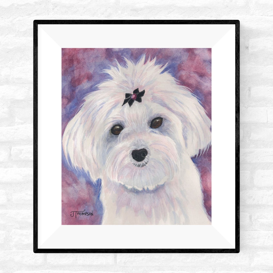 MALTESE WITH BOW Maltese Art Maltese Portrait Original Etsy France
