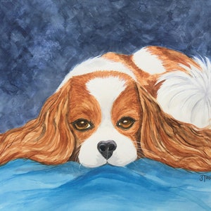 CAVALIER King Charles Spaniel Art ORIGINAL Pintura em aquarela OU Impressão giclée, presente para amante de Cavalier