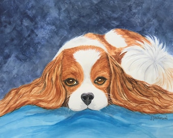 CAVALIER King Charles Spaniel Art ORIGINAL Watercolor Painting OR Giclee Print,  Gift for Cavalier Lover