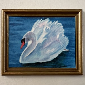 MODERN DOLLHOUSE ART, Swan 1:12 Scale,  Framed Modern Dollhouse Picture