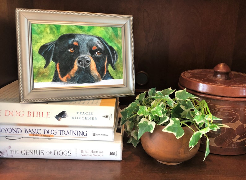 ROTTWEILER KUNST, Original Aquarell Schmerz -oder- Giclée Kunstdruck, Geschenk für Rottie Rottweiler Liebhaber Bild 4