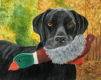 LABRADOR RETRIEVER ART, Original Watercolor -or- Giclee Art Print, Black Lab Art, Black Lab Print, Gift for Lab Lover