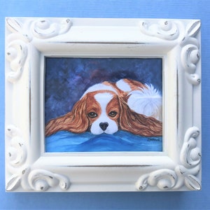 CAVALIER KING CHARLES Spaniel, Impression dart miniature encadrée, Art minuscule, Peinture miniature, Cadeau pour amoureux de Cavalier, Collectionneur miniature image 2