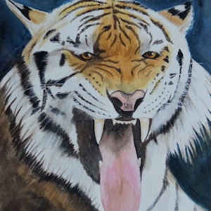 TGER ART PRINT from Original Watercolor, Giclée Print, Wildlife Art, Tiger Wall Decor, Gift for Tiger Lover