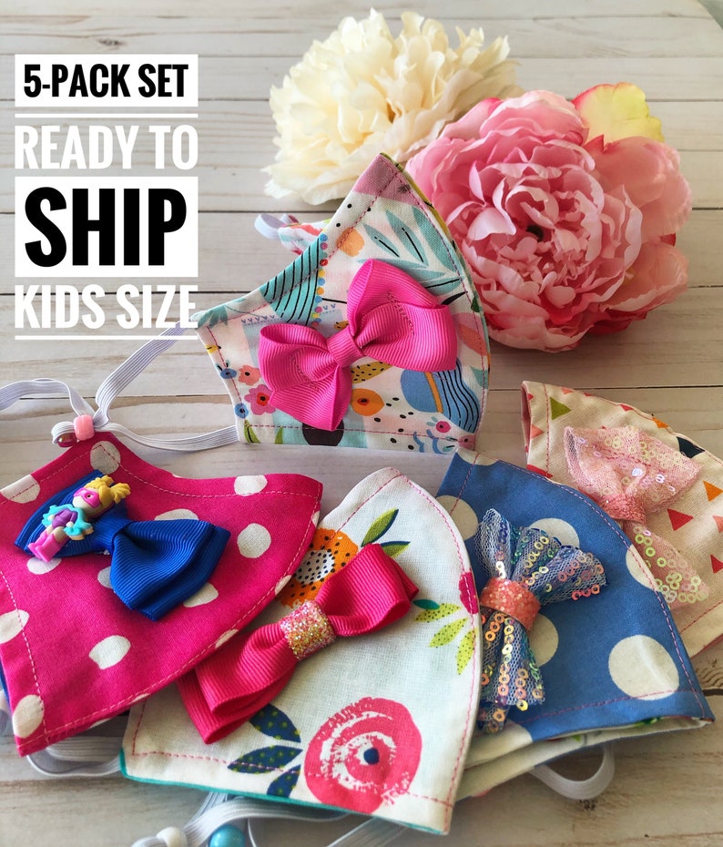 WASHABLE FACE MASK 5 Pack Kids Masks Little Girls Masks Etsy