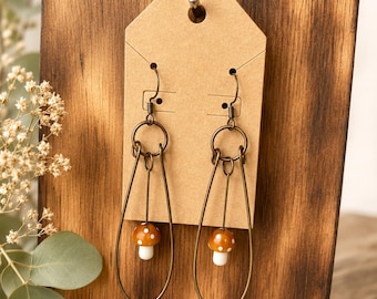 Mushroom Dangle Earrings | Lightweight Artisan Boho Jewelry (Handmade)