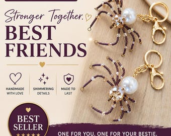 Best Friend Spider Keychains Set of 2 – Matching Friendship Gift – Handmade Beaded Spider Keychains – Gothic Bestie Gift – Unique Gift