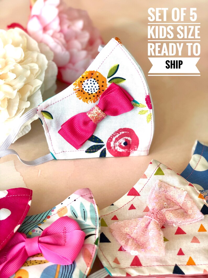 WASHABLE FACE MASK 5 Pack Kids Masks Little Girls Masks Etsy
