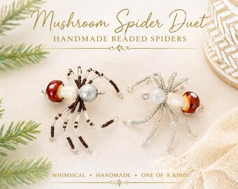Set of 2 Beaded Spider Gift – Handmade Plant Spider, Whimsical Decor, Unique Tiny Gifts