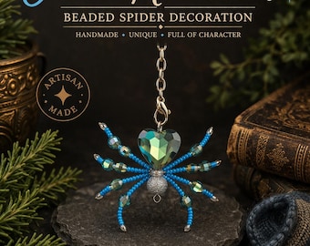 Mini Beaded Spider Decor – Handmade Spider Art for Gothic & Whimsical Homes