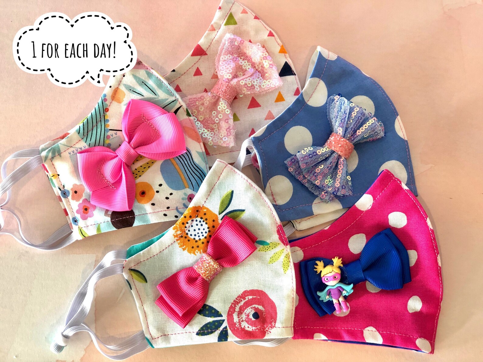 WASHABLE FACE MASK 5 Pack Kids Masks Little Girls Masks Etsy