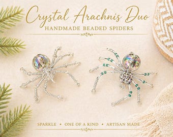 Set of 2 Beaded Spider Gift – Handmade Plant Spider, Whimsical Decor, Unique Tiny Gifts