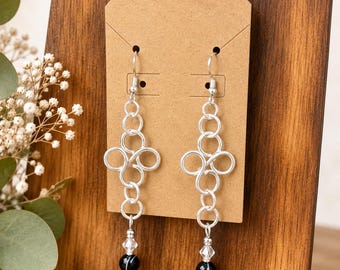 Handmade Dangle Earrings | Lightweight Boho-Luxe Artisan Jewelry, Black Onyx Beads