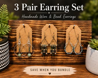 Boho Earring Set of 3 | Handmade Beaded Earrings | Mix & Match Jewelry Bundle | Unique Gift for Her | Lightweight Statement Earrings