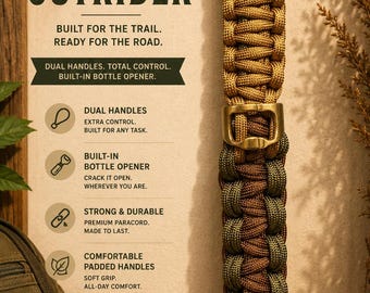 Double Handle Paracord Dog Leash with Bottle Opener | Heavy Duty Handmade Leash | Tactical Dog Lead | Adventure Dog Gear | Urban Traveler