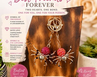 Best Friend Spider Keychains Set of 2 – Matching Friendship Gift – Handmade Beaded Spider Keychains – Gothic Bestie Gift – Unique Gift