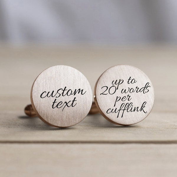 Engraved Personalized Cufflinks for Groom from Bride, Custom Message Father of the Bride Gift, Wedding Cuff links, Employee Appreciation