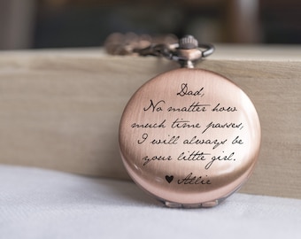 Engraved Personalized Pocket Watch, Father of the Bride Gift, Sweet Message, Wedding Keepsake, Father's Day Pocketwatch, Step Dad Gift