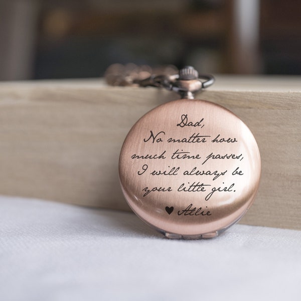 Engraved Personalized Pocket Watch, Father of the Bride Gift, Sweet Message, Wedding Keepsake, Father's Day Pocketwatch, Step Dad Gift