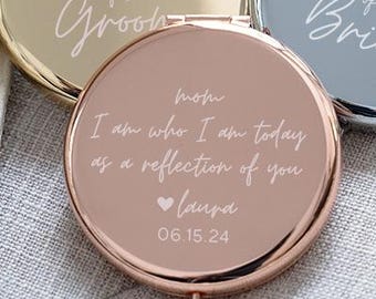 Mother of the Bride Gift, Gift for Mom from Daughter, Personalized Wedding Gift, Reflection of you Pocket Mirror Gift, Mother of Groom Gift
