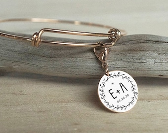 Engraved Charm Bracelet, Expandable Bracelet, Personalized Jewelry, Personalized Wedding Gifts